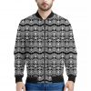 Black And White Ethnic Boho Print Bomber Jacket