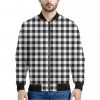 Black And White Gingham Pattern Print Bomber Jacket