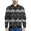 Black And White Gothic Wiccan Cat Print Bomber Jacket