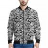 Black And White Graffiti Pattern Print Bomber Jacket