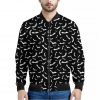Black And White Halloween Bat Print Bomber Jacket