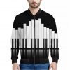 Black And White Piano Keyboard Print Bomber Jacket