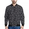 Black And White Sea Turtle Pattern Print Bomber Jacket