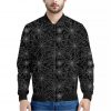 Black And White Spider Web Pattern Print Bomber Jacket