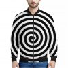 Black And White Swirl Illusion Print Bomber Jacket