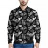 Black And White T-Rex Dinosaur Print Bomber Jacket