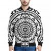 Black And White Tribal Mandala Print Bomber Jacket