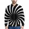 Black And White Vortex Swirl Print Bomber Jacket