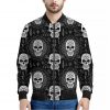 Black And White Wicca Evil Skull Print Bomber Jacket