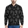 Black And White Wiccan Palmistry Print Bomber Jacket