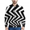 Black And White Zigzag Dazzle Print Bomber Jacket