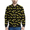 Black And Yellow Banana Pattern Print Bomber Jacket