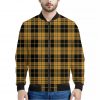 Black And Yellow Tartan Pattern Print Bomber Jacket
