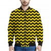 Black And Yellow Zigzag Pattern Print Bomber Jacket
