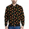 Black Carrot Pattern Print Bomber Jacket