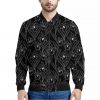 Black Cattleya Flower Pattern Print Bomber Jacket