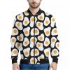 Black Fried Eggs Pattern Print Bomber Jacket