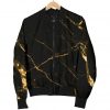 Black Gold Scratch Marble Print Bomber Jacket