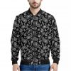Black Paisley Bandana Pattern Print Bomber Jacket