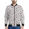Black Paw And Heart Pattern Print Bomber Jacket