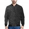 Black Snakeskin Print Bomber Jacket
