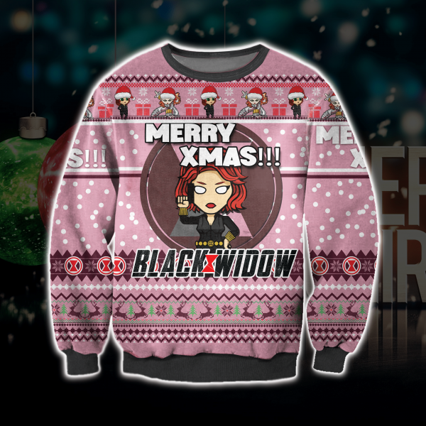 Black Widow 3D All Over Printed Ugly Christmas Sweatshirt