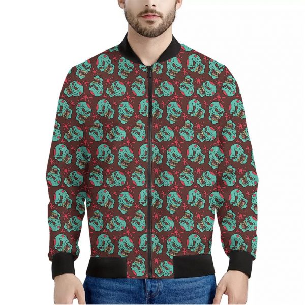 Bloody Zombie Pattern Print Bomber Jacket