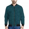 Blue Aboriginal Dot Pattern Print Bomber Jacket