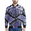 Blue And Black Snakeskin Print Bomber Jacket