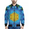 Blue And Pink Flowers Kaleidoscope Print Bomber Jacket