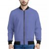 Blue And Purple Zigzag Pattern Print Bomber Jacket
