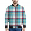Blue And Red Madras Pattern Print Bomber Jacket
