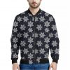Blue And Silver Snowflake Pattern Print Bomber Jacket