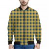 Blue And Yellow Buffalo Check Print Bomber Jacket