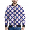 Blue Baseball Pattern Print Bomber Jacket