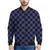 Blue Black And Yellow Plaid Print Bomber Jacket