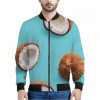Blue Coconut Pattern Print Bomber Jacket