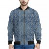 Blue Denim Western Paisley Print Bomber Jacket