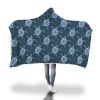 Blue Hawaiian Sea Turtle Pattern Print Hooded Blanket Cloak Blanket