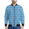 Blue Jack Russell Terrier Pattern Print Bomber Jacket