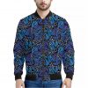 Blue Monarch Butterfly Wings Print Bomber Jacket