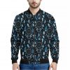 Blue Native Dream Catcher Pattern Print Bomber Jacket