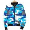 Blue Snow Camouflage Print Bomber Jacket