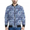 Blue Spring Butterfly Pattern Print Bomber Jacket