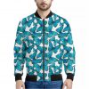 Blue Watercolor Butterfly Pattern Print Bomber Jacket