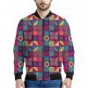 Bohemian Patchwork Pattern Print Bomber Jacket