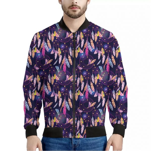 Boho Dream Catcher Pattern Print Bomber Jacket