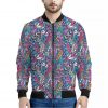 Boho Feather Pattern Print Bomber Jacket