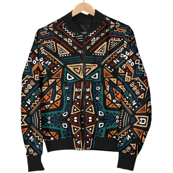 Boho Tribal Aztec Pattern Print Bomber Jacket