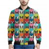 Boston Terrier Puppy Faces Print Bomber Jacket